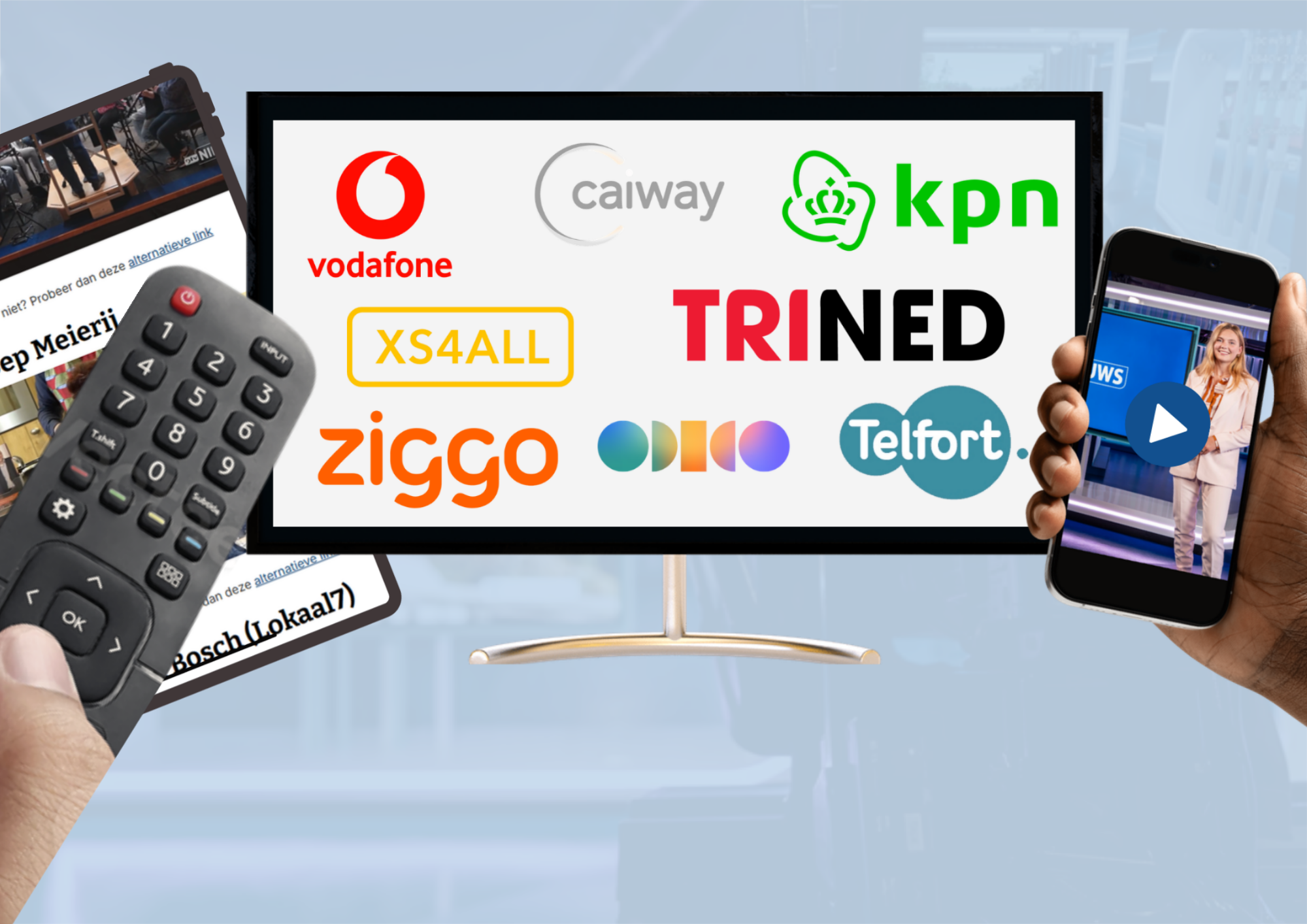 Mockup van Dtv op televisie en via de online livestream